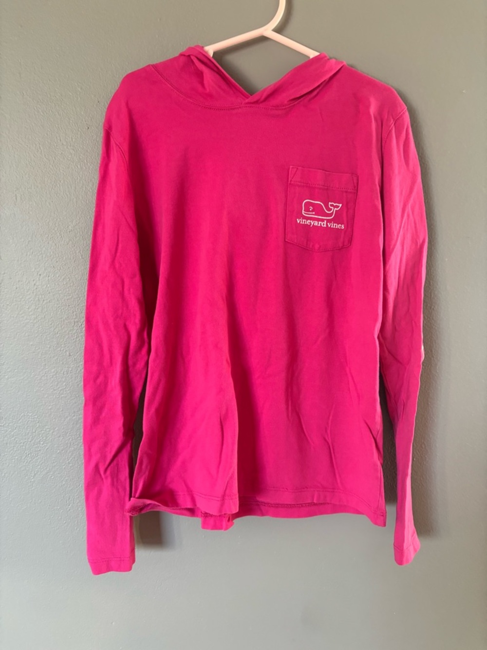 Vineyard Vines Hot Pink Long-Sleeve Hooded Pocket Tee